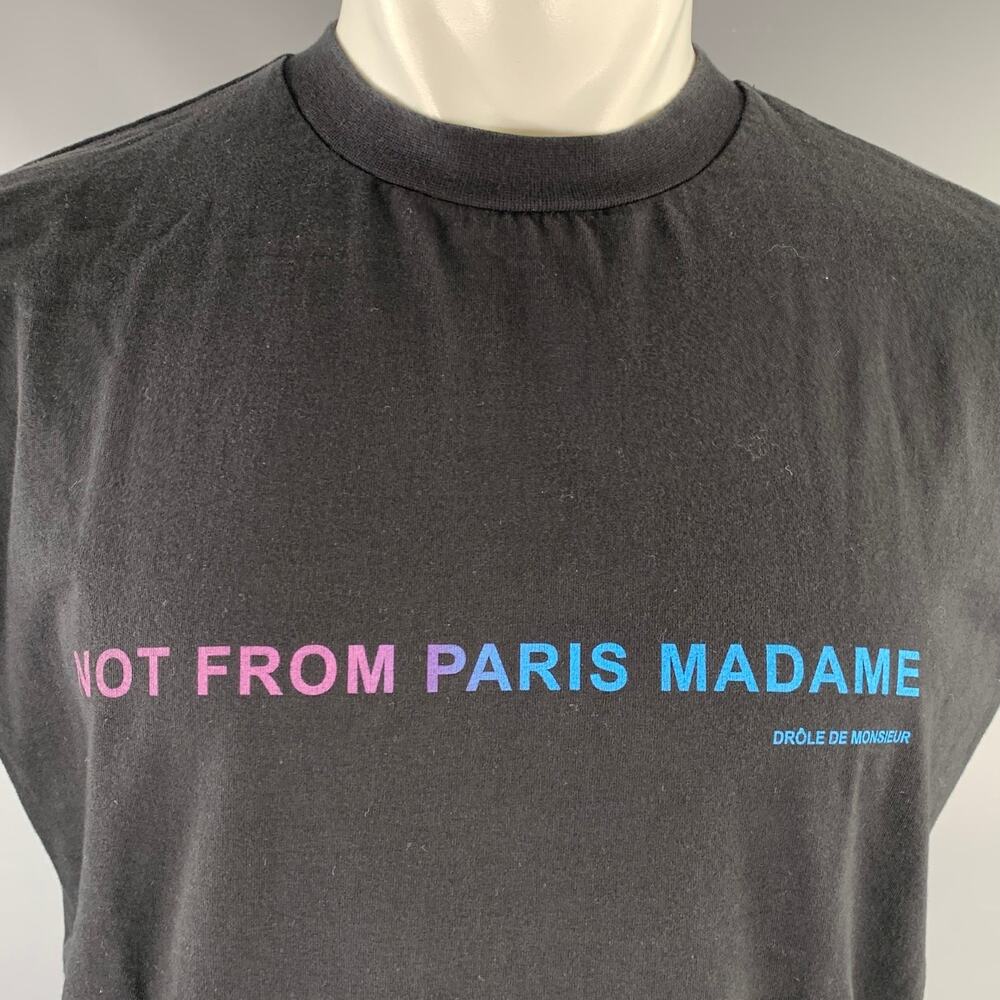 DRO'LE DE MONSIEUR Size S Black Graphic Cotton Classic T-shirt - Picture 2 of 6